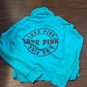 Turquoise pink zip up hoodie